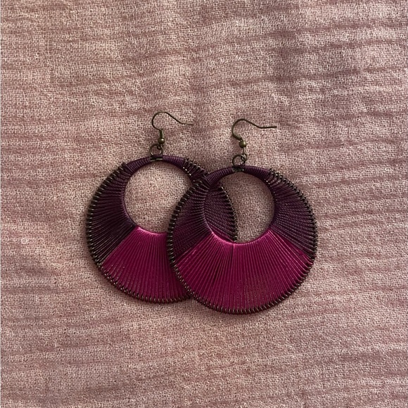 Pink & Purple Hoop Earrings - Picture 2 of 5